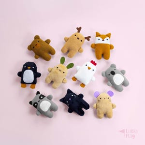 10 patrones de costura de mini peluches en PDF – Set 1 – Paquete de peluches fáciles de hacer – Decoración infantil con mini juguetes – Regalos para bebés – Apto para principiantes