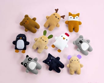 10 Mini Plush Sewing Patterns PDF – Set 1 – DIY Easy Stuffed Animals Bundle – Cute Mini Toys Nursery Decor – Baby Gifts – Beginner Friendly