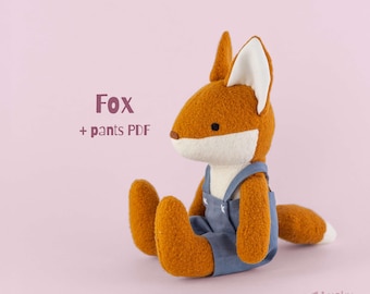 Fox Plush Sewing Pattern + Clothes in PDF – DIY Easy Stuffed Animal Toy – Beginner Friendly – Baby Gifts – Nursery Decor