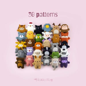 Paquete de 30 patrones de costura en PDF para mini peluches – Animales de peluche fáciles de coser – Ideal para principiantes