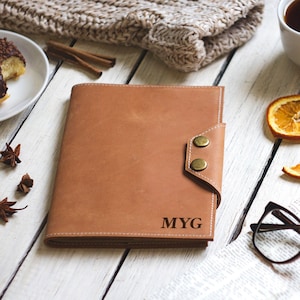 Personalized Leather Journal: Custom Monogrammed Refillable Notebook (8 x 5 1/2 inches)