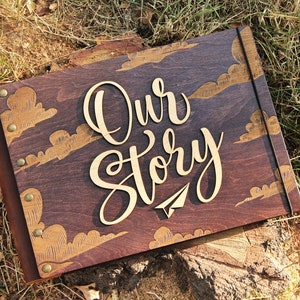 Personalized Couple photo album, Custom anniversary gift, Our Photo journal, Adventure Book Scrapbook, Wooden Photo Album, Personalized Gift