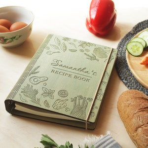 Custom recipe book, Personalized Recipe journal, Wooden cookbook, Wooden recipe notebook, Gift for mom, Cooking journal, Cooking book