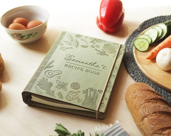 Custom recipe book, Personalized Recipe journal, Wooden cookbook, Wooden recipe notebook, Gift for mom, Cooking journal, Cooking book