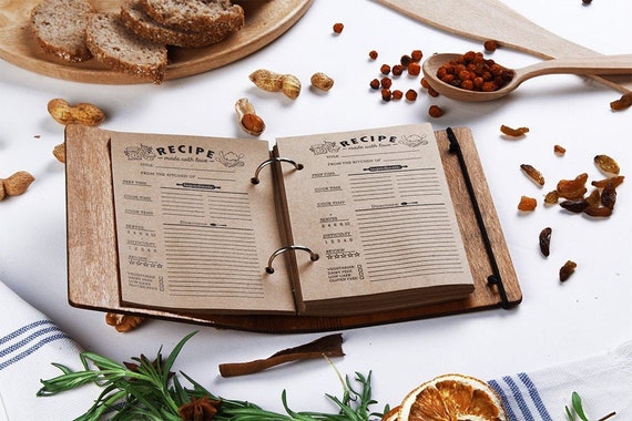 Personalized recipe book recipe binder Wooden recipe book Binder cookbook Custom recipes book Mother's Day Gift anniversary gift