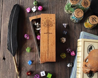 Personalized Wooden Dice Holder: Engraved D&D Gift