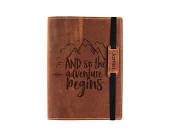 Personalized Leather Travel Journal: Custom Engraved Notebook