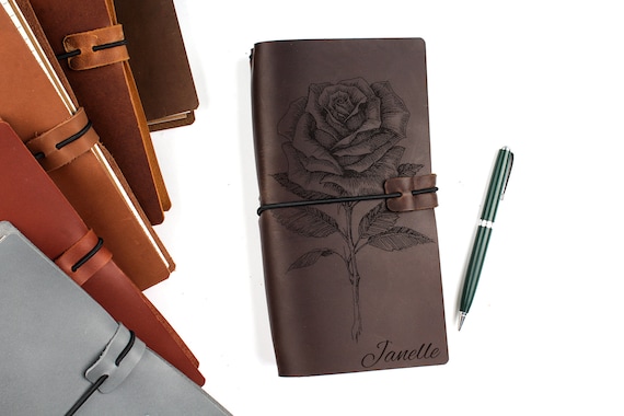 Rose Flower Leather Journal: Personalized Refillable Leather Diary