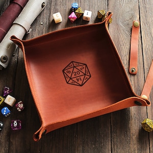DnD Dice tray, Dice rolling tray, Scroll of rolling dice tray, Dice storage, Leather Dice roll tray, Dungeons and Dragons tray