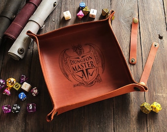 Custom Leather Dice Rolling Tray: Personalized DnD Dice Mat