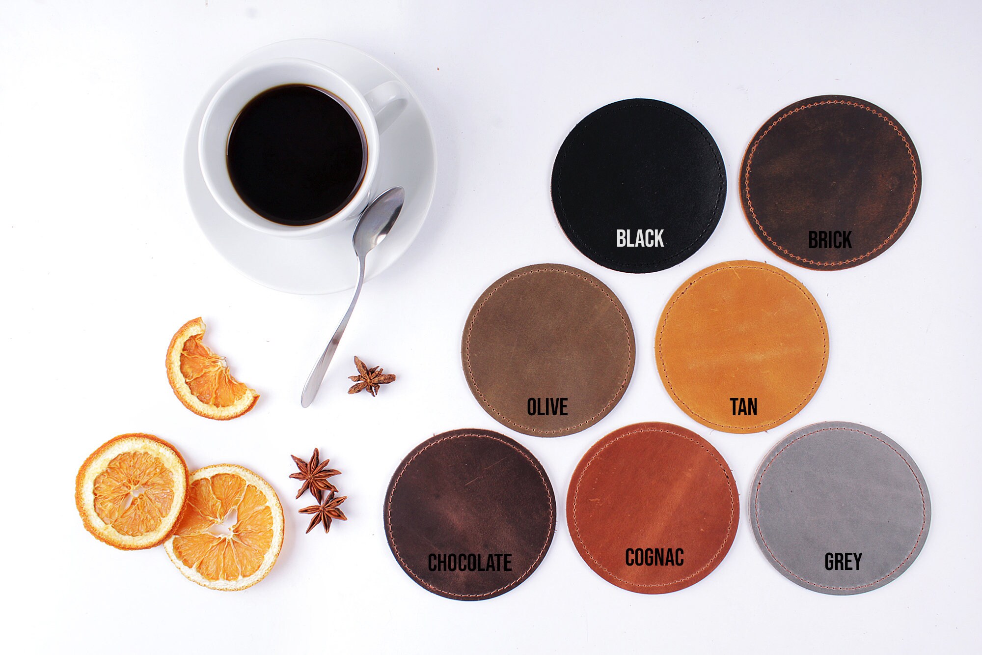 Set of 4 leather drink coasters leather drink holders Drink Etsy