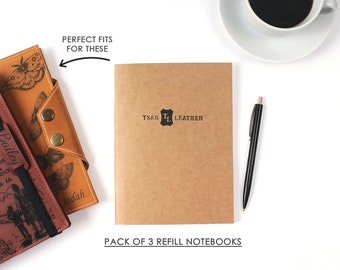 Journal Refill Notebook Set: 7.5x5.5, Plain, Lined, Dot Grid
