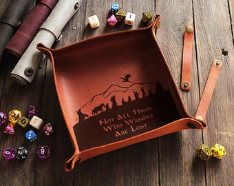 Personalized Leather Dice Tray: DND, TTRPG Rolling Tray