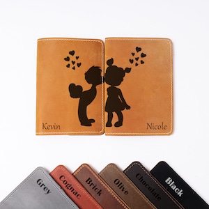 Personalized Leather Passport Cover Set: Engraved Honeymoon Gift
