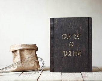 Custom Wooden Cookbook: Personalized Recipe Journal, Wood Cover