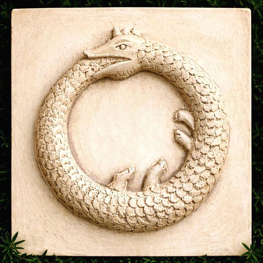 K*a様 さ*け様 ideaswam OUROBOROS WASHED ZIP Ouroboros Wall Relief – Alchemical Symbol – Eternal Cycle – Stone