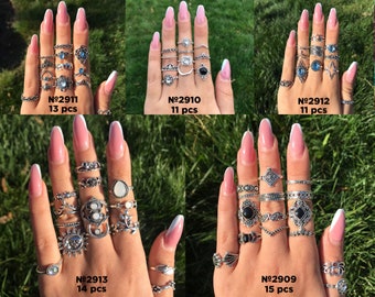 Antike Ringe, verschiedene Ringe, Midi-Ring-Set, Boho-Ring-Set, Gothic-Ring-Set, Knuckle-Ringe, Punk-Ring, Ring-Set, Ring-Set, Ringe für Frauen