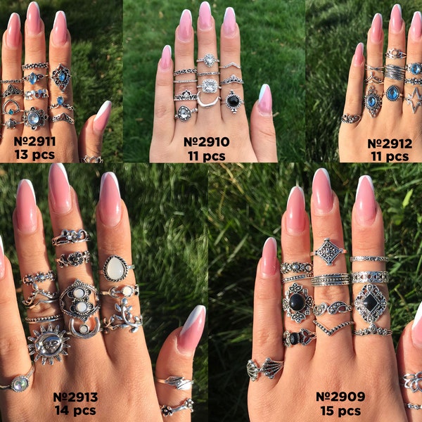 Antike Ringe, verschiedene Ringe, Midi-Ring-Set, Boho-Ring-Set, Gothic-Ring-Set, Knuckle-Ringe, Punk-Ring, Ring-Set, Ring-Set, Ringe für Frauen