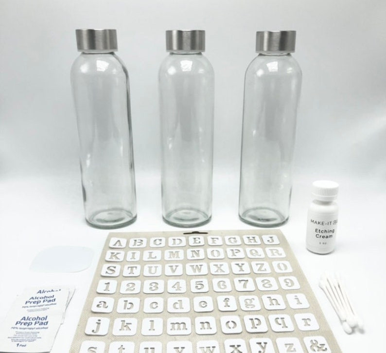 Etching Glass Kit Personalize Our Glass Water Bottles to Give Etsy