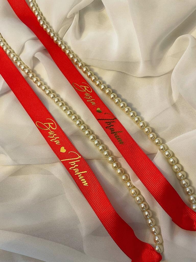 Pearl Detailed Engagement Ribbon Pearl Promise Ribbon Etsy