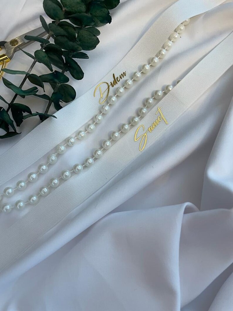 Pearl Detailed Engagement Ribbon Pearl Promise Ribbon Etsy