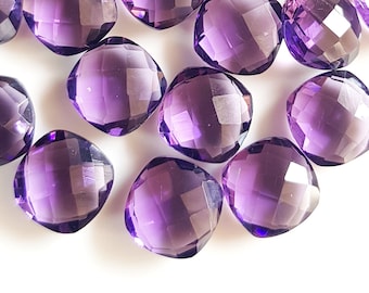 Purple Amethyst Gemstone Fancy Cushion Shape Briolette Faceted Gemstone Matched Pair 10 Pieces Size - 10 x 10 MM Approx. [BEADS 718]