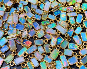 Ethiopian Opal Charms, Sterling Solid 925 Silver Charms, Opal Connector, Opal Charms, Ethiopian Opal Pendant & Necklace for Jewelry Making