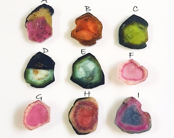 HUGE | Multi Watermelon Tourmaline Smooth Slices For Making Jewelry | Bio Tourmaline Slices | Gemstone Tourmaline Pendant [WG 687 - 695]