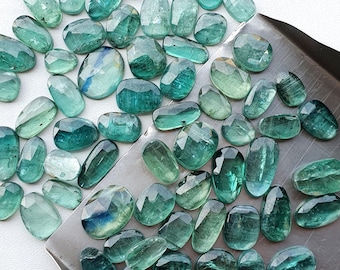 Dark Green Kyanite Rosecut Loose Free Form Shape Cabochon Faceted Kyanite loose gemstone Green Color Kyanite Rose Cut Cabochon for jewelry