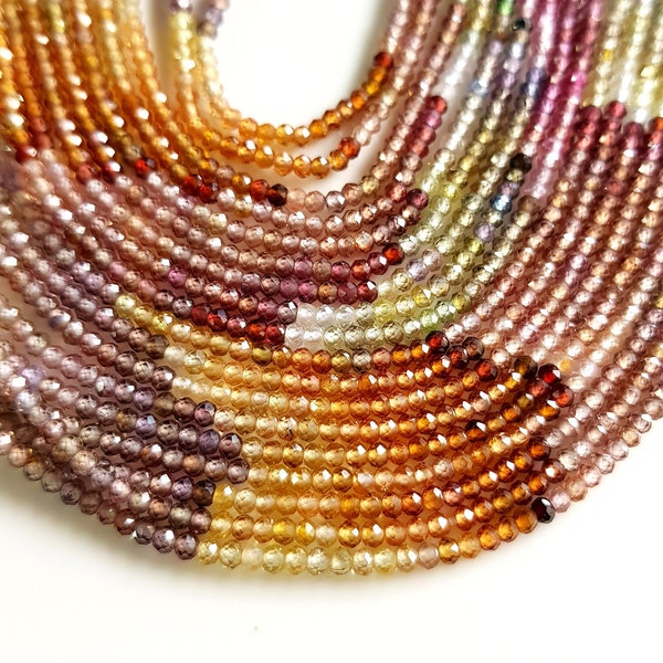 Natural Multi Spinel Gemstone Faceted Rondelle Beads | 12.5" Strand Size - 2 MM | Multi Color Spinel Beads| Gemstone Beaded Necklace