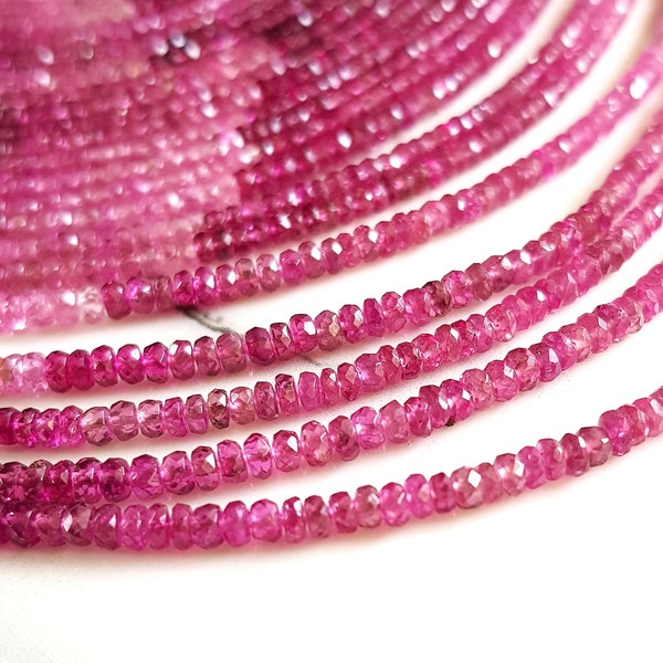 Genuine Pink Tourmaline Beads | Gemstone Tourmaline Faceted Beads | Size 2 to 2.20 MM | Very Bright Deep Color Tourmaline Rondelle Beads