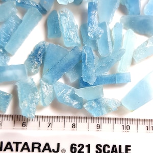 Blue Aquamarine Rough | Gemstone Raw | Loose Gemstone Crystals Sticks Size - 5x9 -- 7x33 MM 10 Piece Gemstone Raw Making Jewelry [RAW 21]