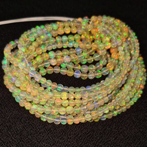 Ethiopian Opal Gemstone Smooth Balls Beads | Full of fire Opal Beads | Multi Fire Welo Ethiopian Opal Necklace | Gemstone Natural Opal Beads