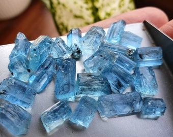 Aquamarine Crystal, Loose Aquamarine Raw, Size 7-12 MM, 100% Natural Aquamarine Crystal, Deep Blue Aquamarine Rough, Gemstone Crystal