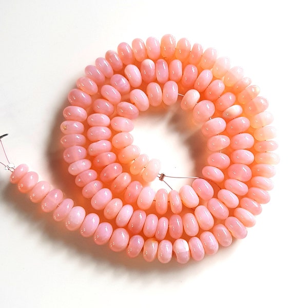 Pink Peruvian Opal Gemstone smooth roundels Beads 16 Inch Strand Size 8 MM Gemstone Making Jewelry | Pink Opal Beads  [FSKU-19]