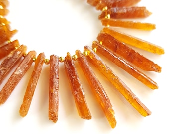 Raw Orange Kyanite Crystal Sticks: Drilled Gemstone Minerals