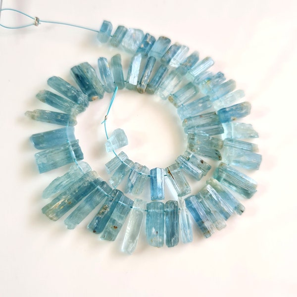 59 Pieces Natural Aquamarine Gemstone Crystal | Gemstone Aquamarine Raw Sticks Minerals | Wholesaler Minerals Size - 5 - 17 MM [BEADS 178]