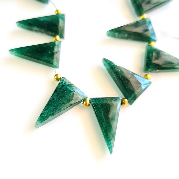 Green Aventurine Gemstone Faceted Briolette's | Fancy Shape Gemstone Beads 10 Pieces Size -- 10x20 MM Loose Gemstone Beads Briolette Jewelry