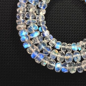 Natural Top Quality White Rainbow Moonstone Gemstone Faceted Beads | Rondelles Beads Blue Fire Moonstone Beads Size 3.50 - 6 MM 16.5" Inch