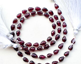 Mozambique Garnet Faceted Drop Beads: Jewelry Making (10 Inch)