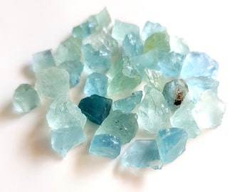 Clear Blue Aquamarine Rough | Gemstone Raw | Loose Gemstone Crystals Size - 6 -- 9 MM 10 Piece Gemstone Raw for Making Jewelry [RAW 18]