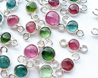 Turmalin Anhänger: 925 Silber Edelstein Verbinder, vergoldet