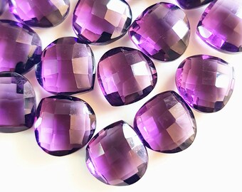 Purple Amethyst Gemstone Fancy Heart Shape Briolette Faceted Gemstone Matched Pair 10 Pieces Size - 10 x 10 MM Approx. [BEADS 544]