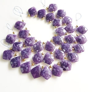 Purple  Lepidolite  Natural Gemstone Faceted Fancy Briolette's Beads | Fancy Shape | 10 Piece Jewelry Setting Size - 14x19 MM Jewelry Making