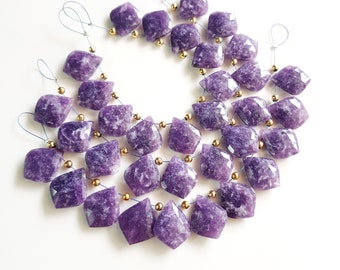 Purple  Lepidolite  Natural Gemstone Faceted Fancy Briolette's Beads | Fancy Shape | 10 Piece Jewelry Setting Size - 14x19 MM Jewelry Making