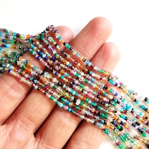 Multi Stone faceted roundels Beads for jewelry making Size - 2 - 3 MM 12 Inch Strand Multi color Stones Beads (Pack of 3 Strand) [FSKU-26] image 1