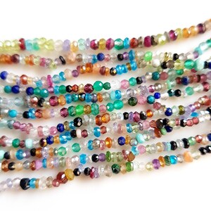 Multi Stone faceted roundels Beads for jewelry making Size - 2 - 3 MM 12 Inch Strand Multi color Stones Beads (Pack of 3 Strand) [FSKU-26] image 9
