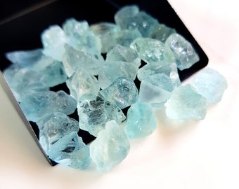 Clear Blue Aquamarine Rough | Gemstone Raw | Loose Gemstone Crystals Size - 8 -- 10 MM 10 Piece Gemstone Raw for Making Jewelry [RAW 05]