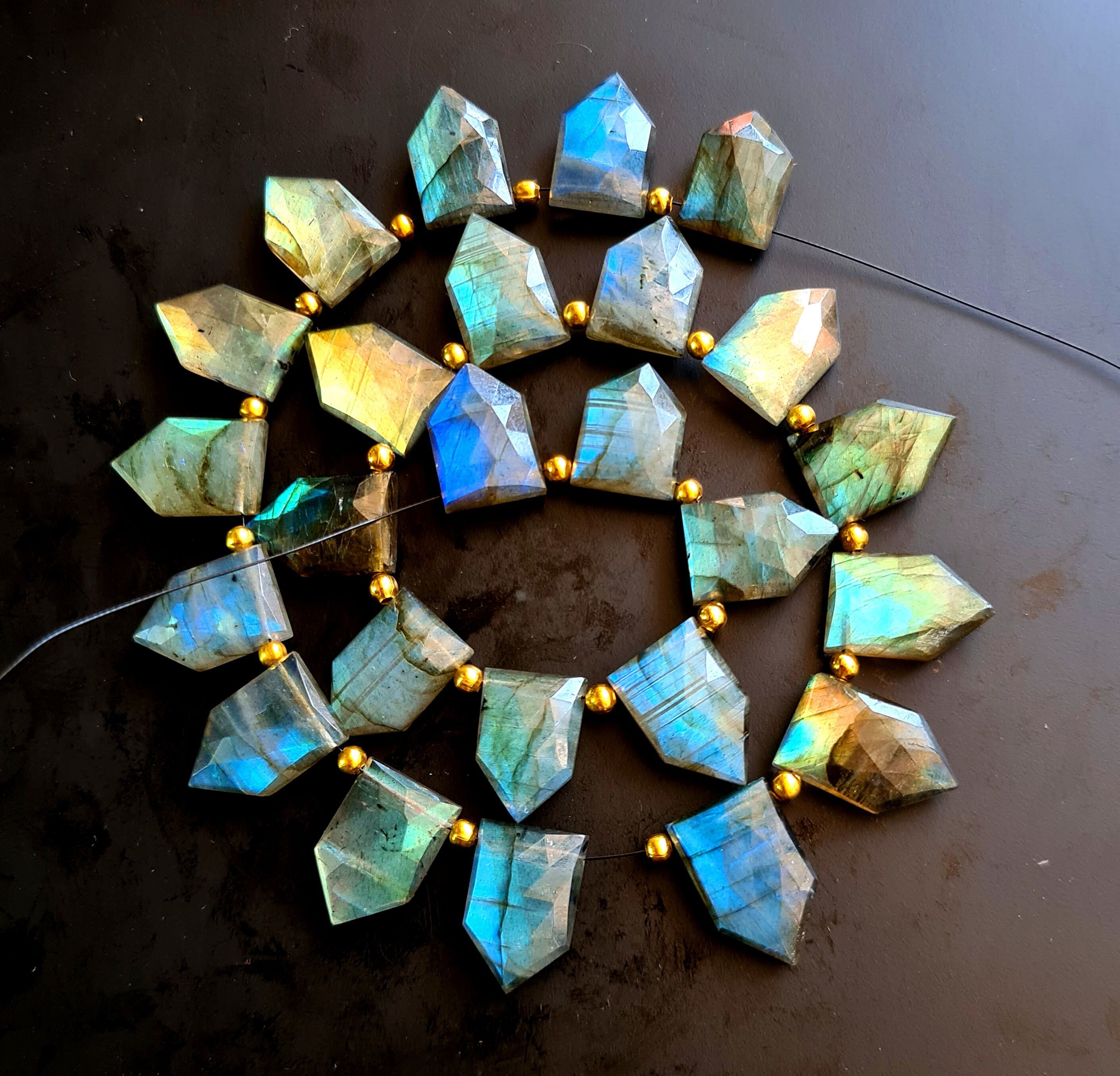 Natural Full of Fire Labradorite Gemstone Faceted Briolettes | Etsy