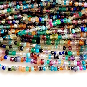 Multi Stone faceted roundels Beads for jewelry making Size - 2 - 3 MM 12 Inch Strand Multi color Stones Beads (Pack of 3 Strand) [FSKU-26] image 3